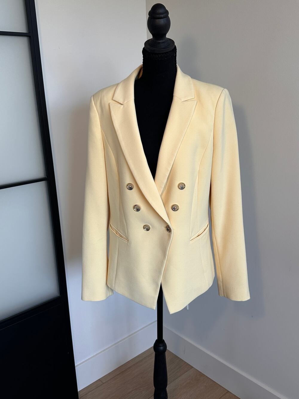 White House Black Market Butter Yellow Double Breasted Blazer Size 12